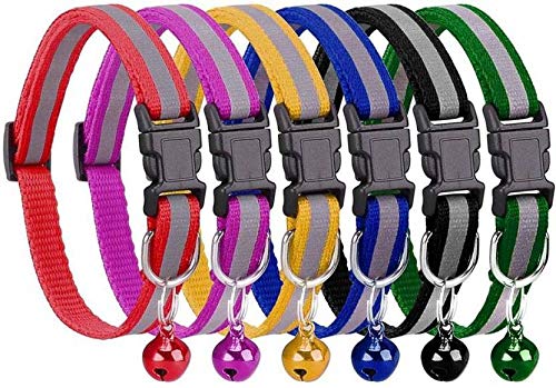 Nootie Reflective Cat Collar Pack of 2 | Adjustable Safety Collar with Bell, High-Visibility Reflective Strip for Kittens & Cats (20–30 cm)