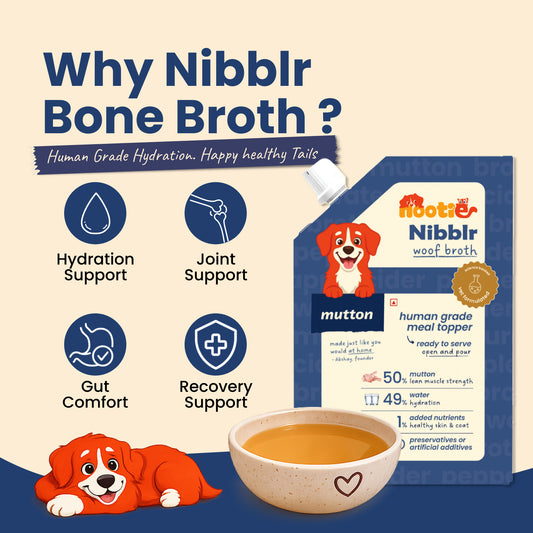 Nibblr Woof Broth - Hydrating Meal Topper for Dogs (100 ml) | Mutton Bone Broth