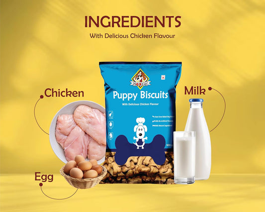 Nootie Chicken Biscuits with Peanut Butter Flavour for Puppies (900g) | High-Protein, Crunchy Growth Snack