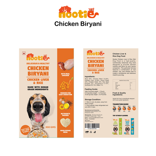 Nootie Chicken & Liver Dog Meal (300g) – Human-Grade, Balanced Wet Food for Puppies & Adults