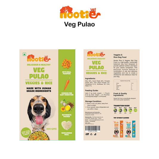 Nootie Veg Pulao Dog Food | 100% Veg, Human-Grade & Gluten-Free (300g)