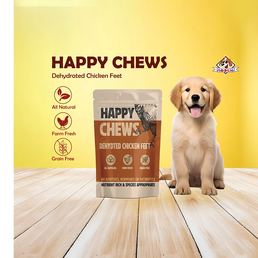 Nootie Happy Chews – Dehydrated Chicken Feet Dog Treats (80g) | Natural, Protein-Rich Chew for Joint & Dental Health