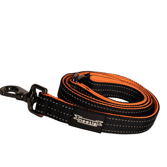 Nootie Plush Padded Leash Black Color with Orange Detailing