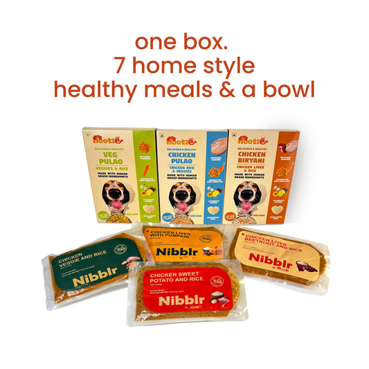 Nootie 7-Day Assorted Weekly Meal Box (7 Meals 300gm packs + Free Yellow Bowl)