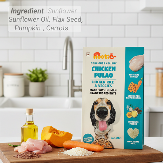Nootie Chicken Pulao for Dogs - 100g - Human-Grade, Balanced Meal with Real Chicken, Rice & Veggies (Pack of 3)