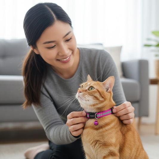 Nootie Reflective Cat Collar Pack of 2 | Adjustable Safety Collar with Bell, High-Visibility Reflective Strip for Kittens & Cats (20–30 cm)