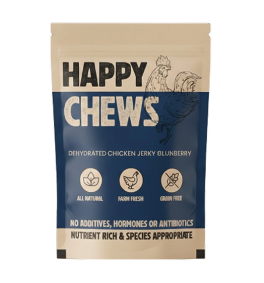 Nootie Happy Chews – Dehydrated Chicken Jerky Blueberry Dog Treats  – 80g – All-Natural, Farm Fresh and Grain Free, Protein-Rich Snack for Dogs