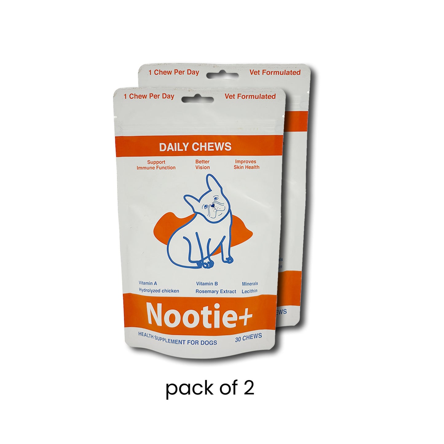 Nootie+ Daily Chews for Dogs | Immune Support, Better Vision & Healthy Skin (30 Chews)