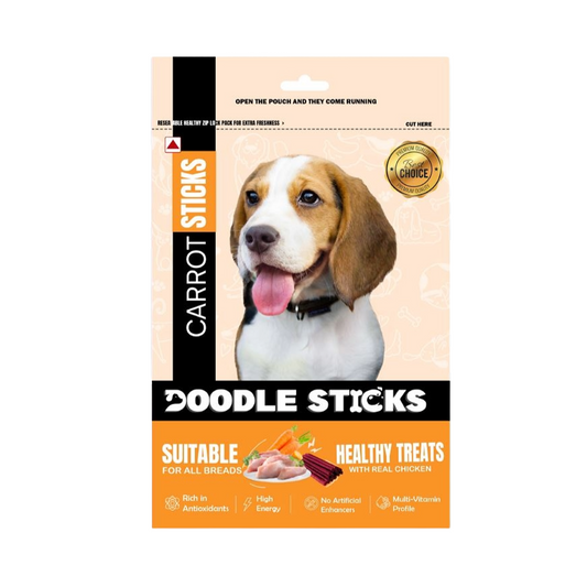 Doodle Sticks Suitable for All Breads Healthy Treats with Real Chicken -Carrot Stick 70 Gm