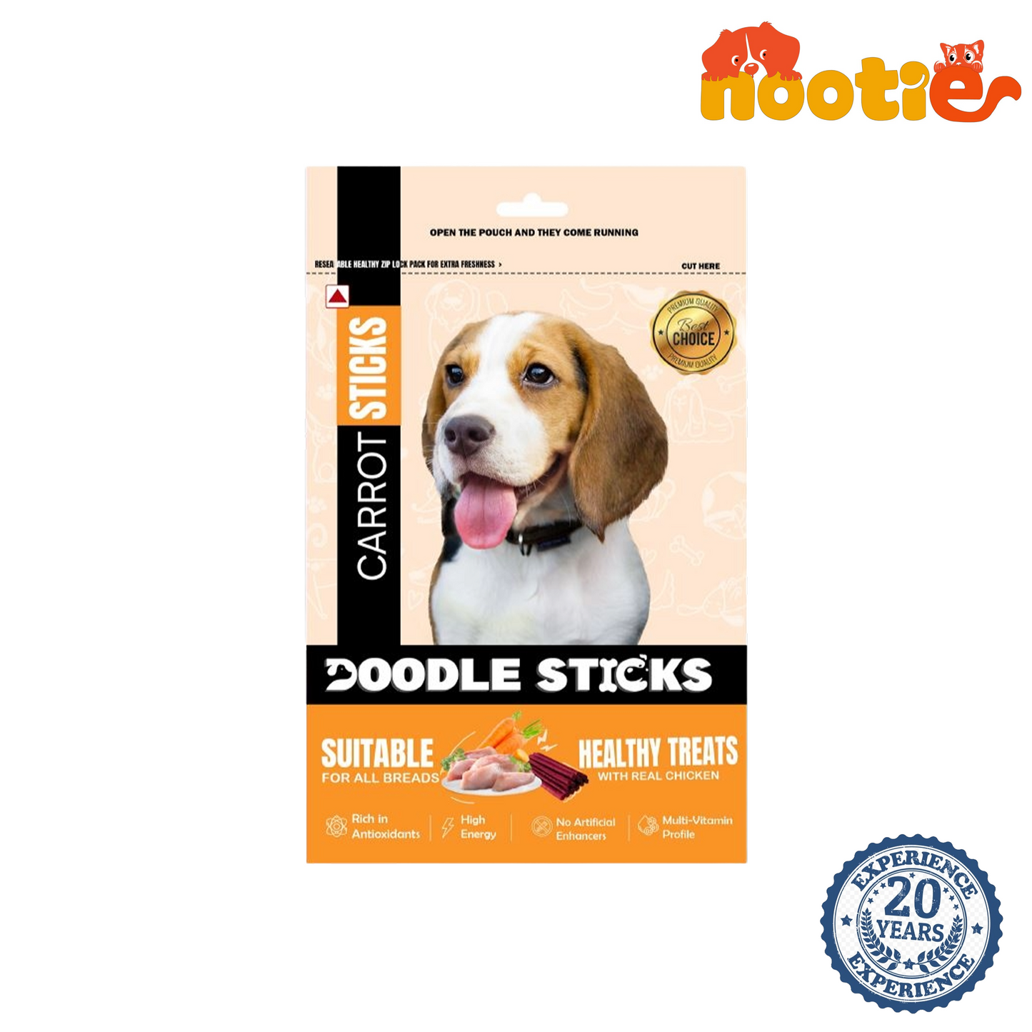 Nootie Doodle Sticks – Real Chicken & Carrot Dog Treats (70g) | Healthy, Collagen-Rich, Gluten-Free Snack for All Breeds