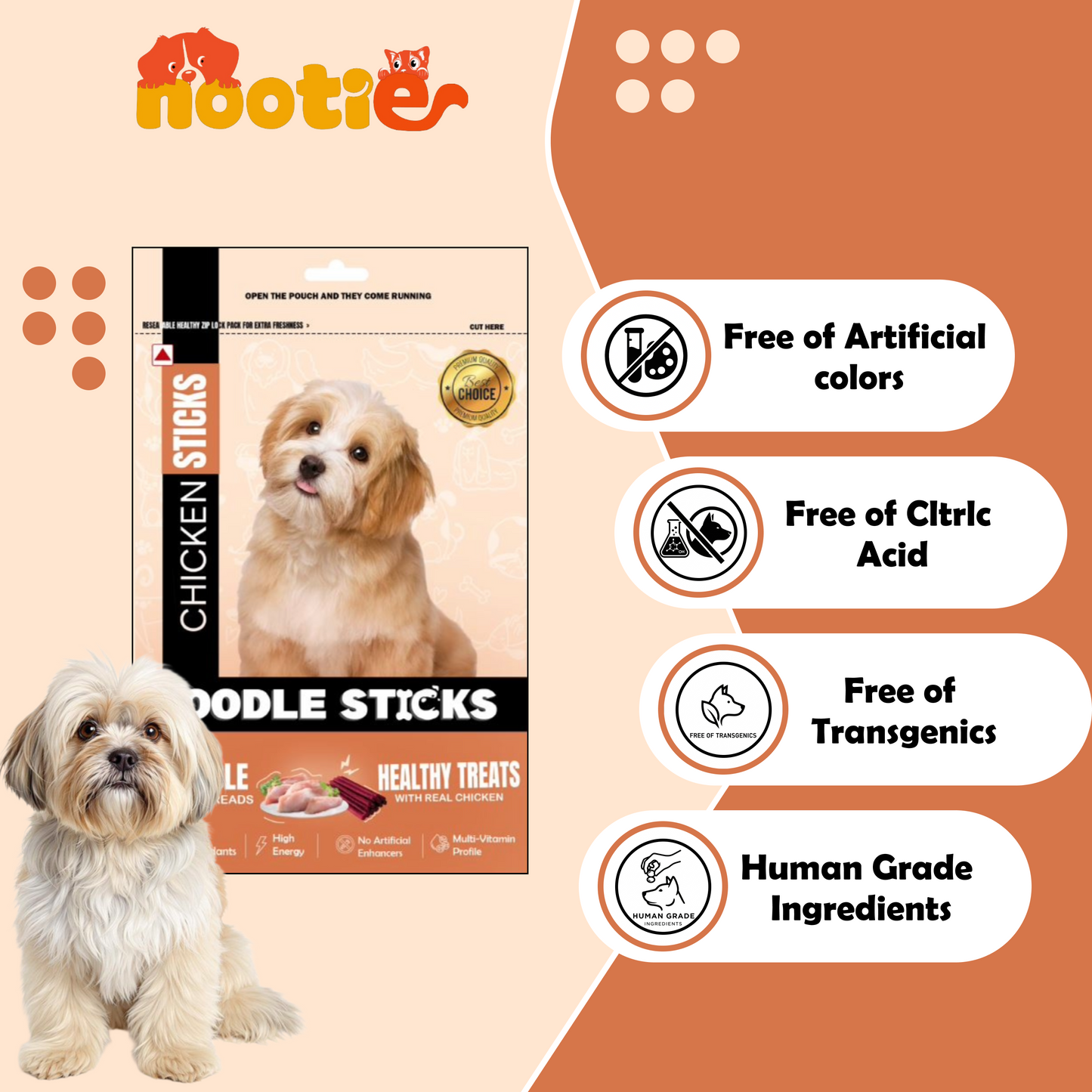 Nootie Doodle Sticks – Real Chicken Dog Treats (70g) | Healthy, Collagen-Rich, Gluten-Free Snack for All Breeds