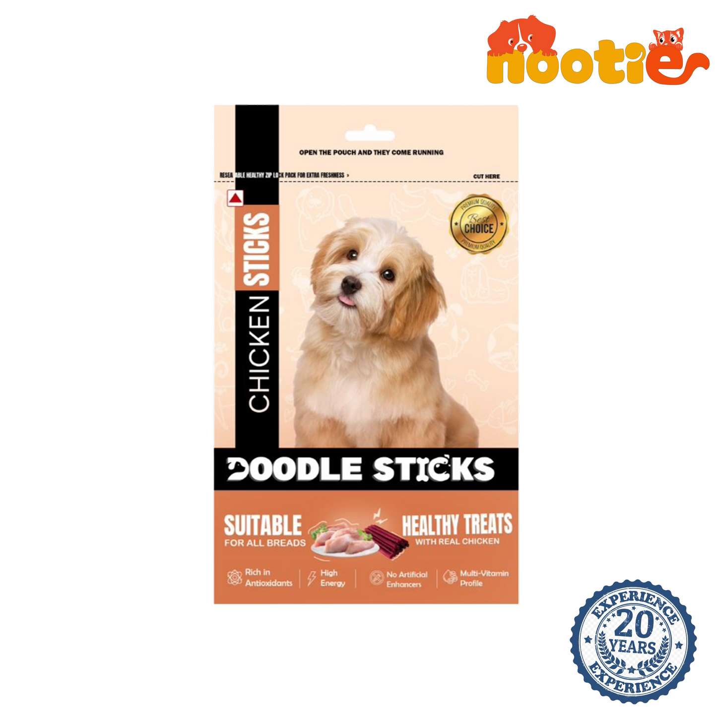 Nootie Doodle Sticks – Real Chicken Dog Treats (70g) | Healthy, Collagen-Rich, Gluten-Free Snack for All Breeds