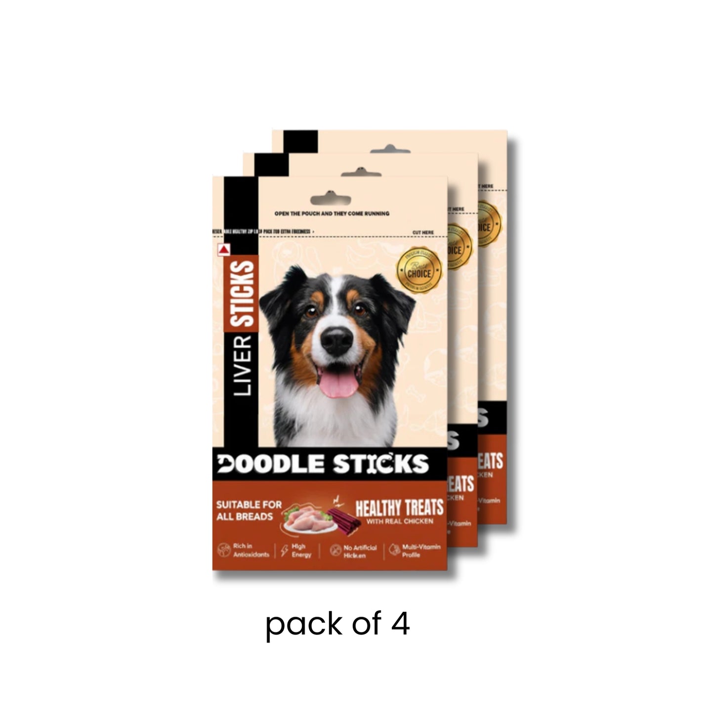 Nootie Doodle Sticks – Real Chicken & Liver Dog Treats (70g) | Healthy, Collagen-Rich, Gluten-Free Snack for All Breeds