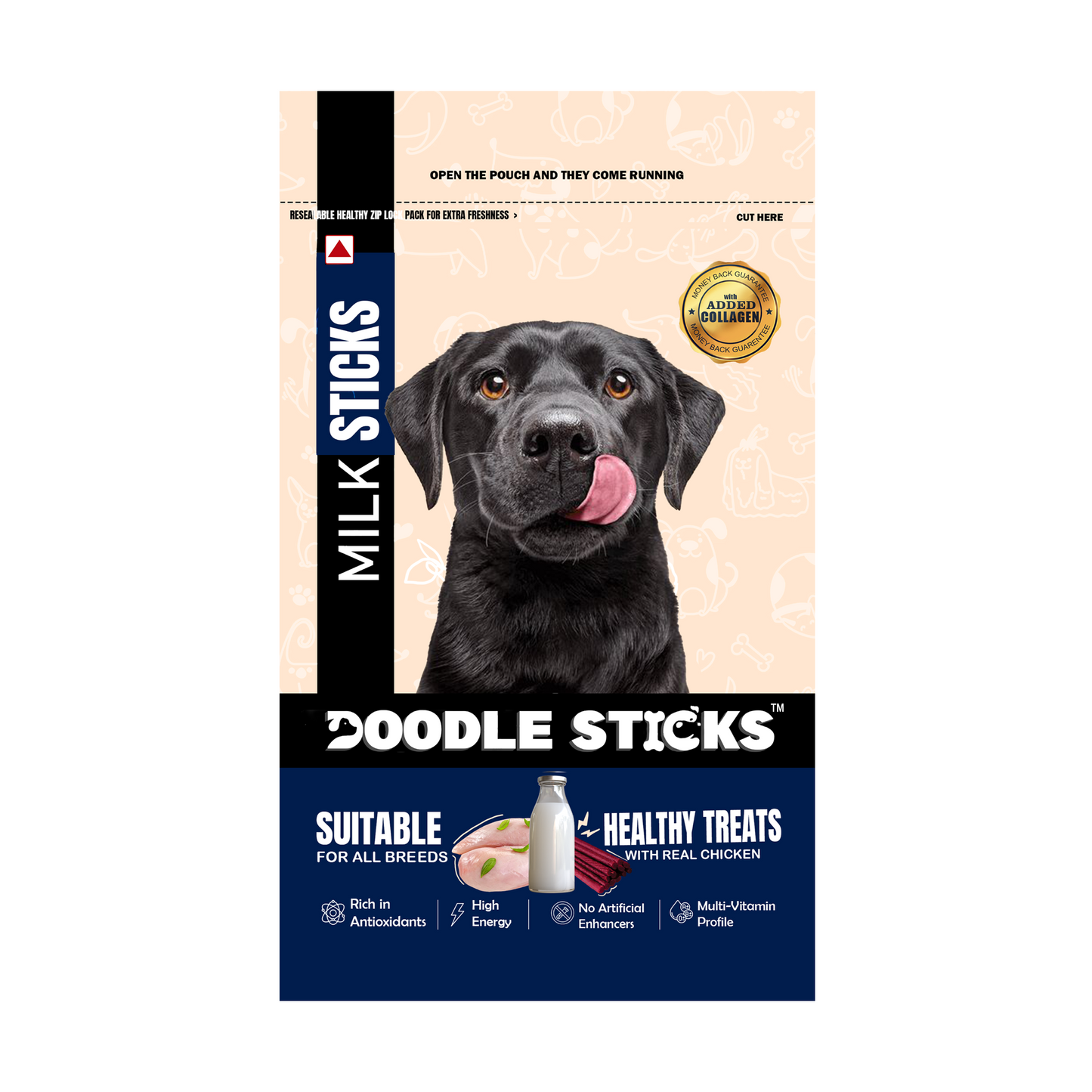 Nootie Doodle Sticks – Real Chicken & Milk Dog Treats (70g) | Healthy, Collagen-Rich, Gluten-Free Snack for All Breeds