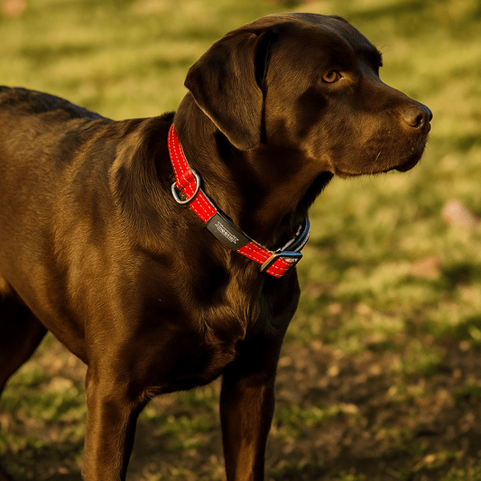 Nootie Plush Padded Collar Red Color with Grey Detailing