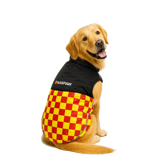 Nootie Dog Winter Jacket – High Neck, Warm & Waterproof Coat for Dogs, Red-Yellow