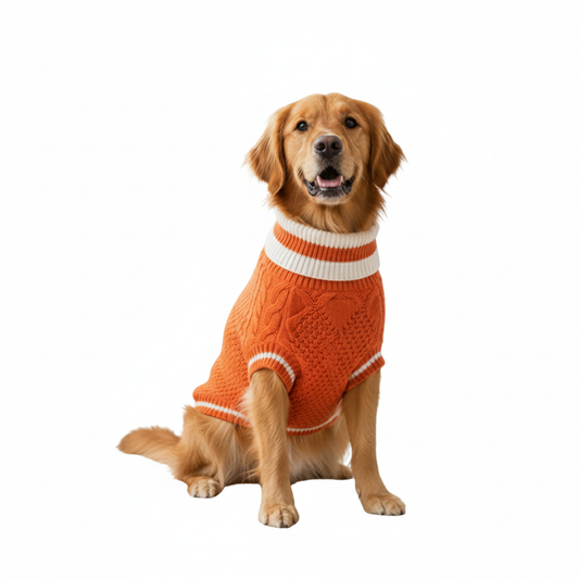 Nootie Dog High Neck Sweater, Orange – Soft, Warm & Lightweight Comfort