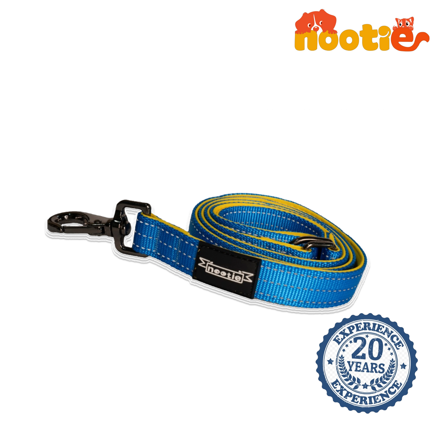 Nootie Plush Padded Leash Blue Color with Yellow Detailing