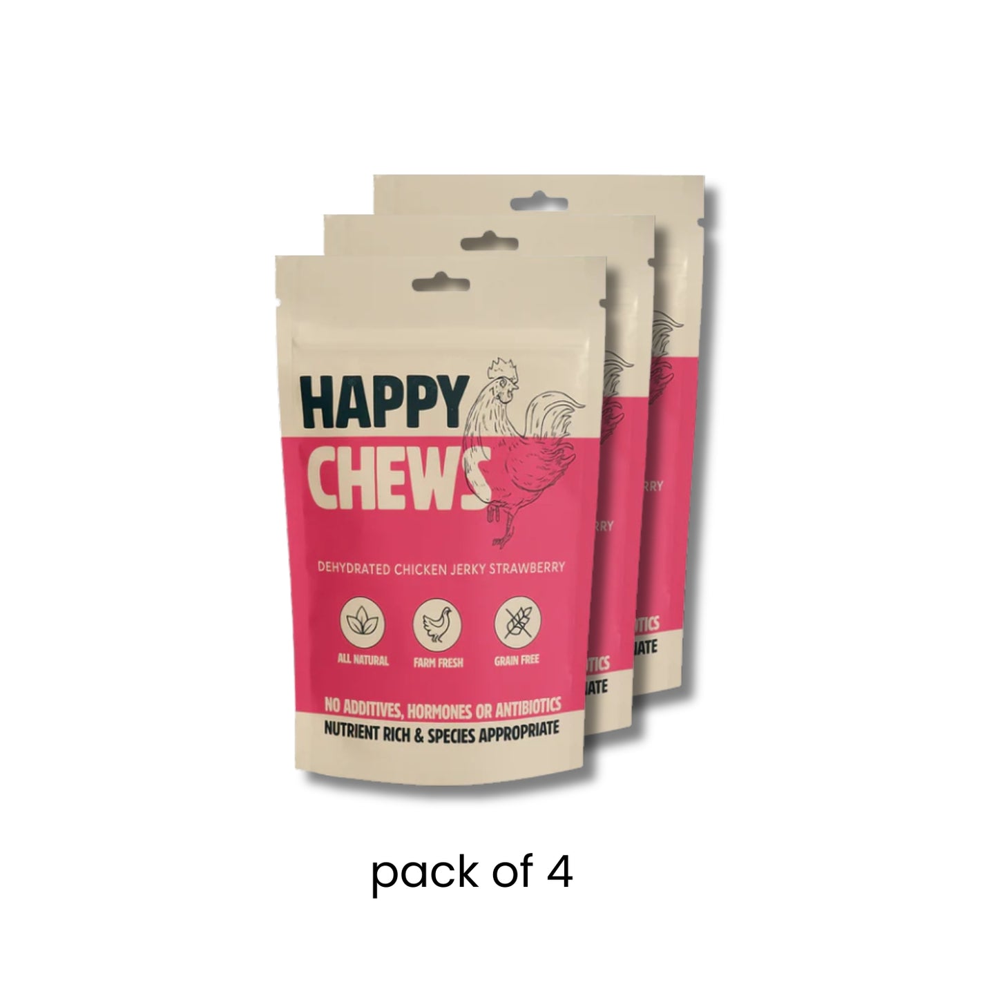 Nootie Happy Chews – Dehydrated Chicken Jerky Strawberry Dog Treats (50g) | All-Natural, Grain-Free Protein Snack
