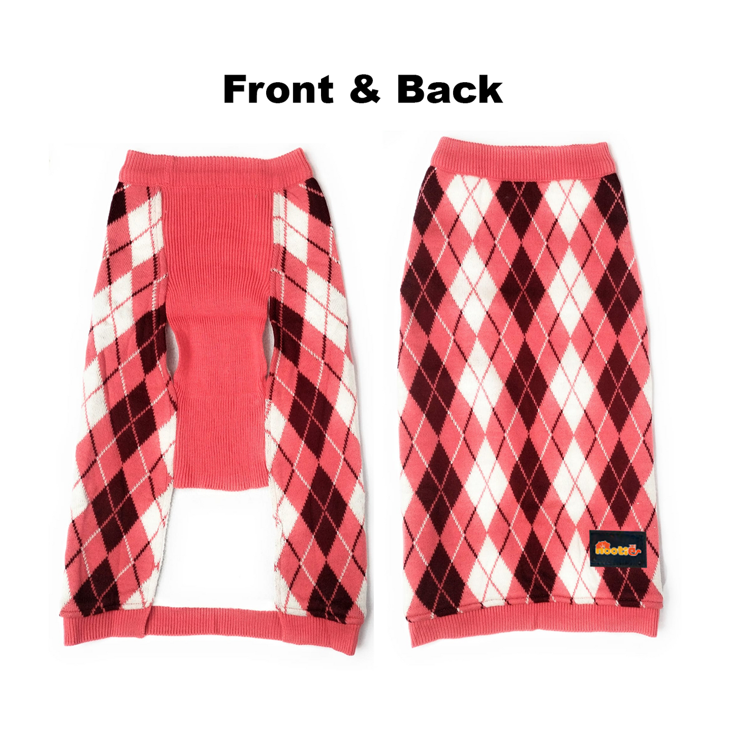 Nootie Dog Sweater, Pink Check – Stylish Winter Knitwear for All Breeds