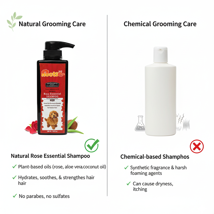 Nootie Colour Enhancement Rose Essential Oil Shampoo (300 ml) for Dogs | Hair Beauty, Shine & Skin Health
