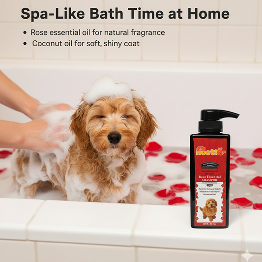 Nootie Colour Enhancement Rose Essential Oil Shampoo (300 ml) for Dogs | Hair Beauty, Shine & Skin Health
