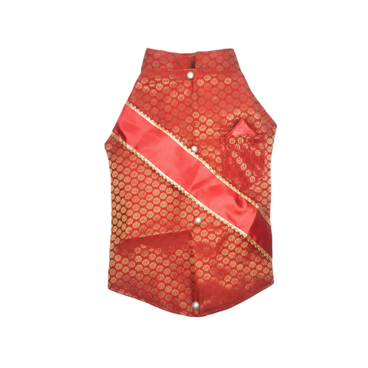 Nootie Festive Sherwani with Chunni for Pets – Red | Stylish Outfit for Weddings & Festivals