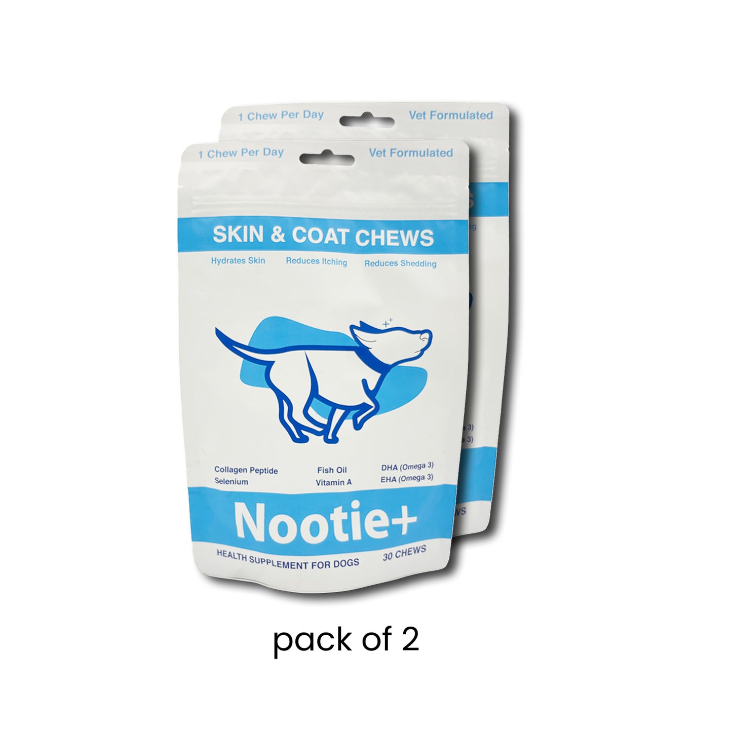 Nootie+ Skin & Coat Chews for Dogs | Hydrates Skin, Reduces Itching & Shedding (30 Chews)