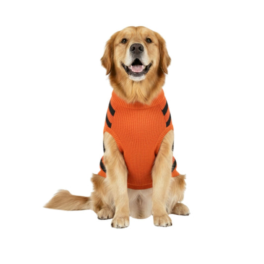 Nootie Dog Sweater Tiger Print, Orange – Stylish Winter Knitwear for All Breeds
