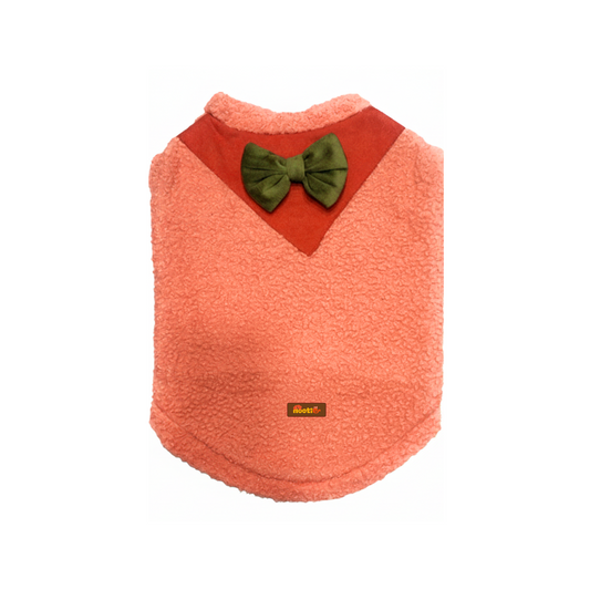 Nootie Dog Sweatshirt with Bow | Double-Layer, Warm, Soft Fleece Fur | Orange