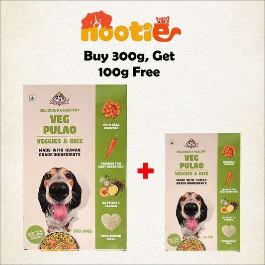 Nootie Freshly Wholesome Wet Dog Food | Buy 1 Get 1 (300g + 100g) | All Natural, Vegetarian Meal with Rice & Veggies | Gluten Free, Ready-To-Eat Veg Pulao, Adult Dogs