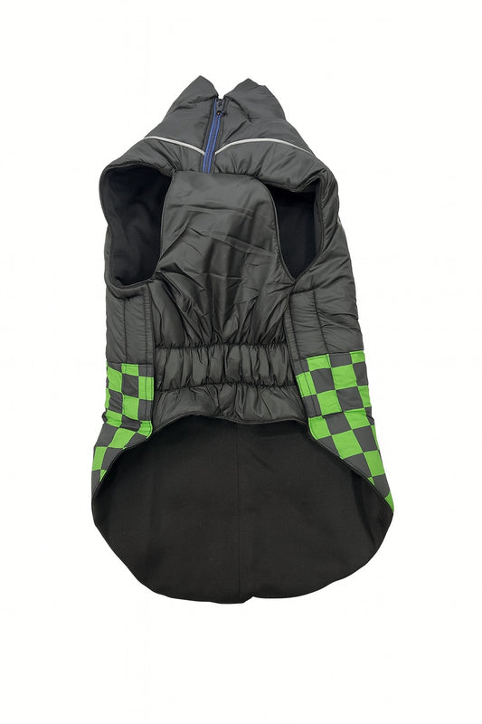 Nootie Dog Winter Jacket – High Neck, Warm & Waterproof Coat for Dogs, Green-Black