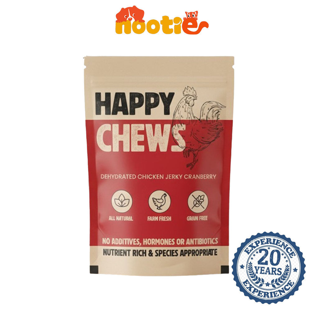 Nootie Happy Chews – Dehydrated Chicken Jerky Cranberry Dog Treats (80g) | All-Natural, Grain-Free Protein Snack