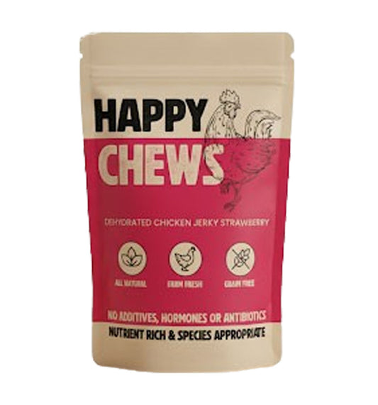 Nootie Happy Chews – Dehydrated Chicken Jerky Strawberry Dog Treats – 80g – All-Natural, Farm Fresh and Grain Free, Protein-Rich Snack for Dogs