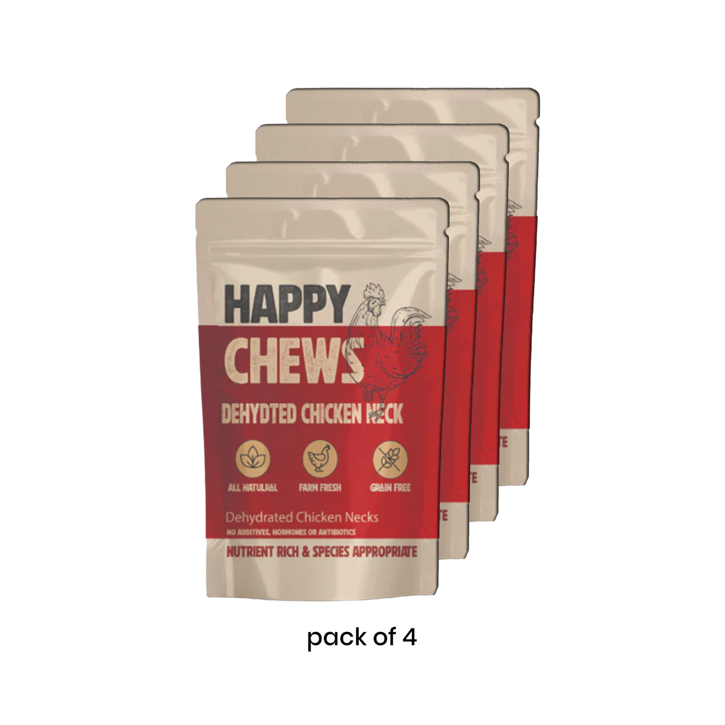 Nootie Happy Chews – Dehydrated Chicken Neck Dog Treats (80g) | All-Natural, High-Protein, Crunchy Snack