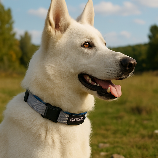 Nootie Plush Padded Collar Grey Color with Blue Detailing