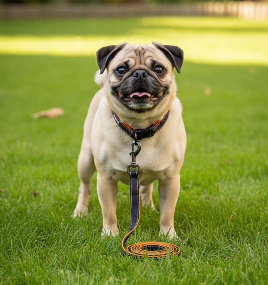 Nootie Plush Padded Leash Black Color with Orange Detailing