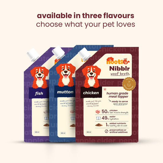 Nibblr Chicken Bone Broth (100ml) - Hydrating Meal Topper for Dog - nootie.in