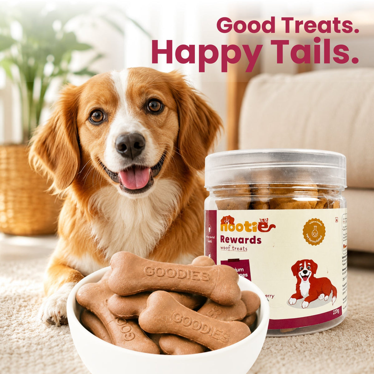Nootie Rewards Calcium Milk Bones for Dogs – Strawberry & Milk Flavour (220g) - nootie.in
