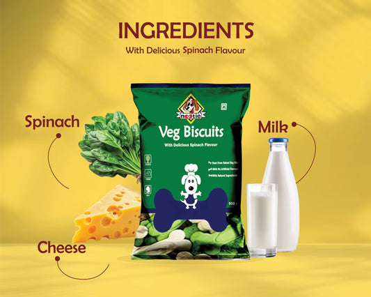 Nootie Veg Biscuits with Spinach Flavour for Adult Dogs (900g) | 100% Vegetarian, High-Fibre, Nutrient-Rich Treats