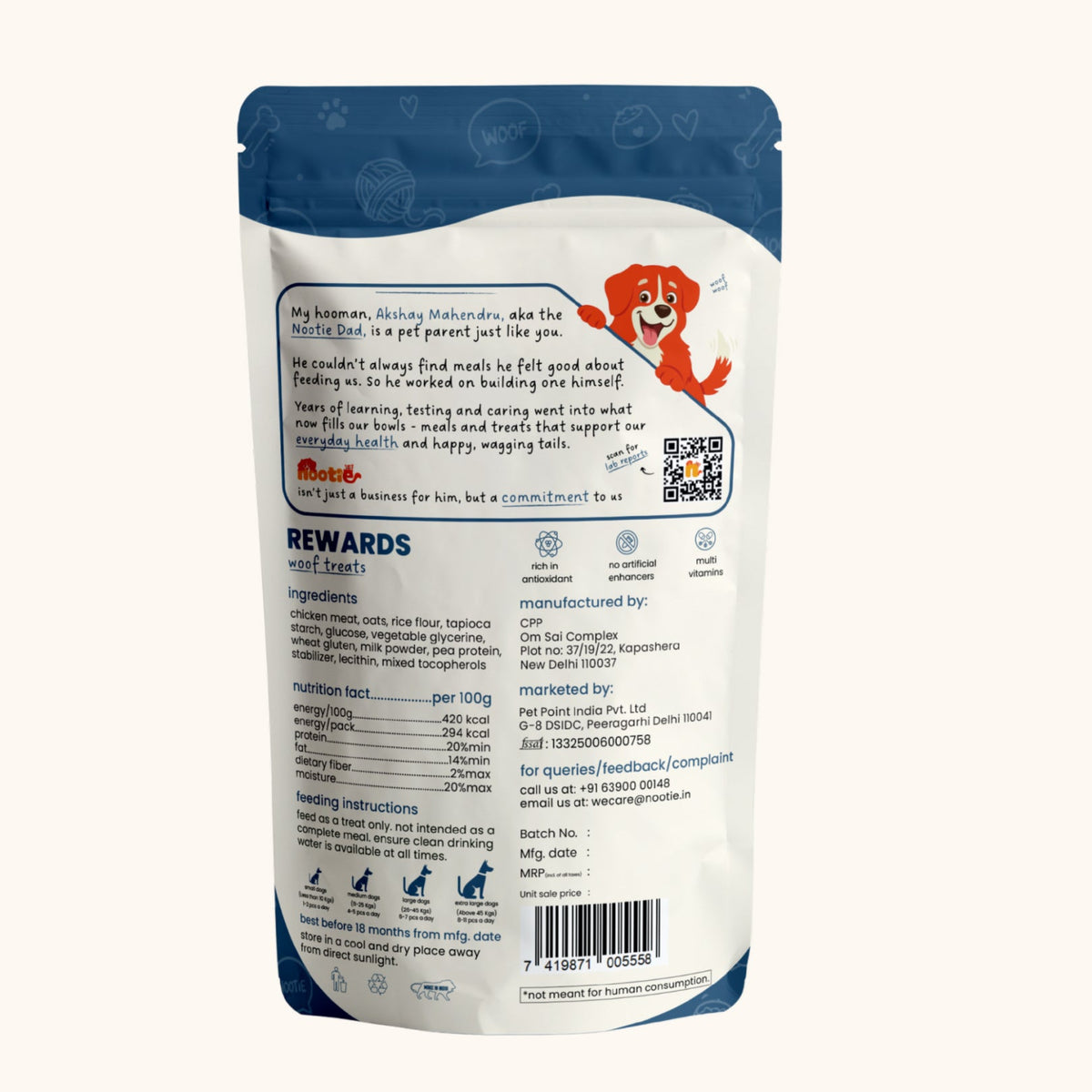 Rewards Chewy Sticks for Dogs (50g) | Chicken | Real Chicken, Collagen-Enriched & High-Protein Chewy Snack - nootie.in