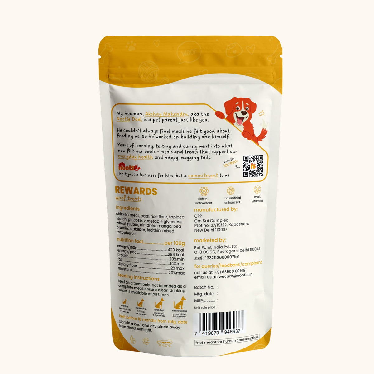 Rewards Chewy Sticks for Dogs (50g) | Chicken | Real Chicken, Collagen-Enriched & High-Protein Chewy Snack - nootie.in