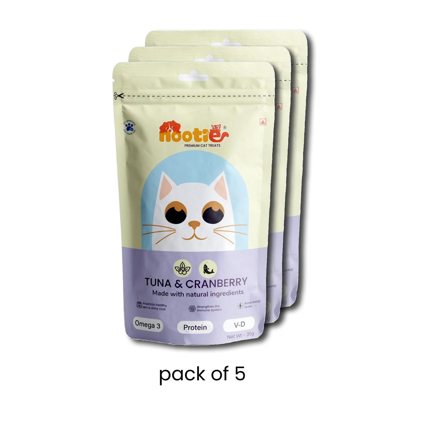 Nootie Premium Cat Treats – Tuna & Cranberry, Omega 3 Rich, Natural Ingredients (35g)