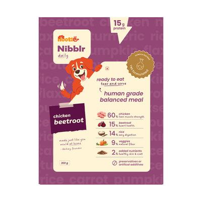 Nibblr Daily Power Feast for Dogs (300g) | Chicken Liver, Beatroot and Rice