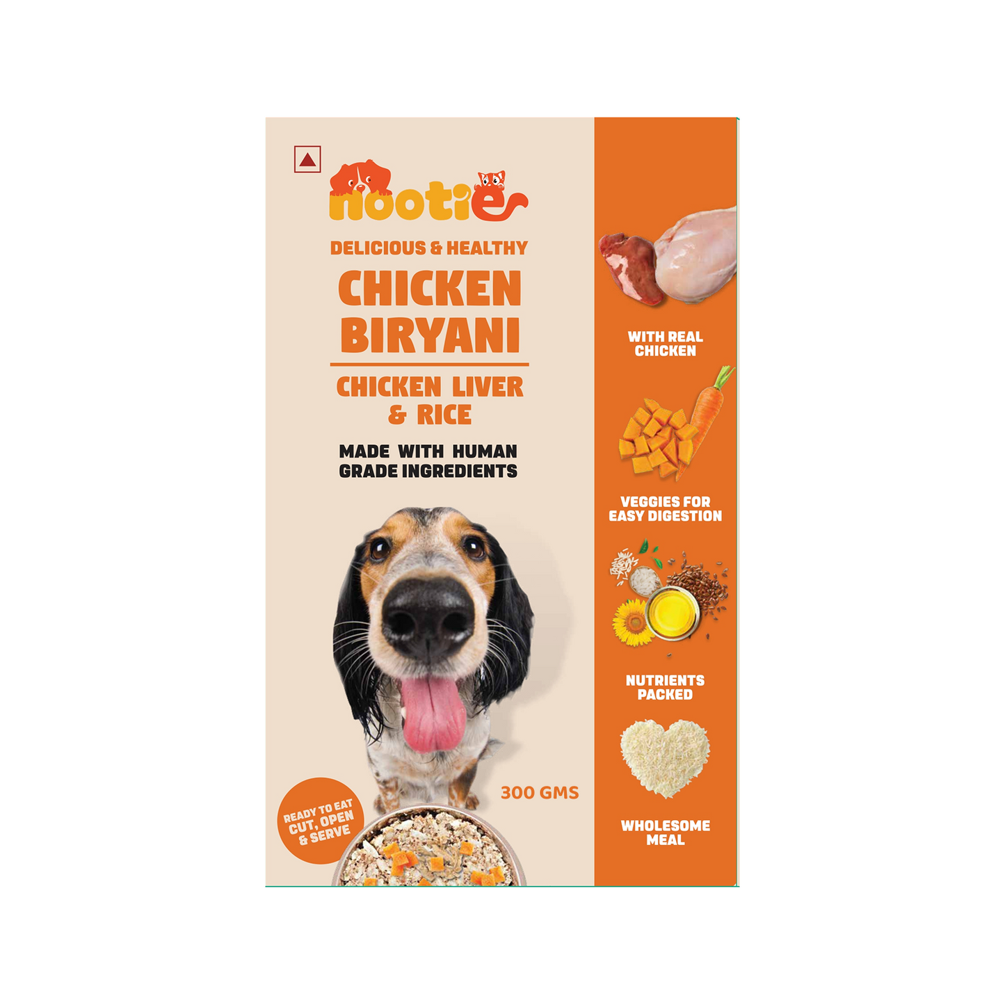 Nootie Chicken & Liver Dog Meal (300g) – Human-Grade, Balanced Wet Food for Puppies & Adults