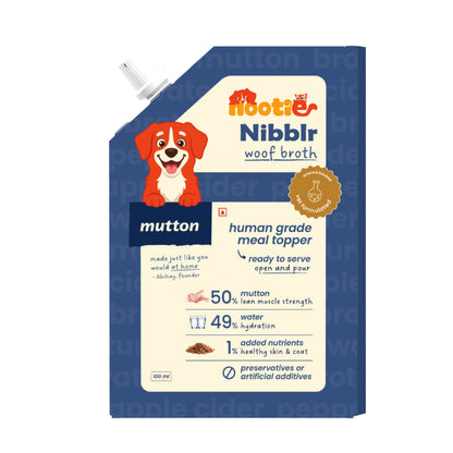 Nibblr Woof Broth - Hydrating Meal Topper for Dogs (100 ml) | Mutton Bone Broth