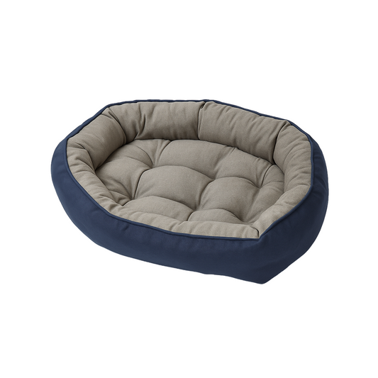 Nootie Sofa Basket Dog & Cat Bed – Small Rectangle Bed (22" x 17" x 6") with Velvet Interior, Mat Exterior, Hollow Fiber Fill | Hand & Machine Washable | Color: Blue