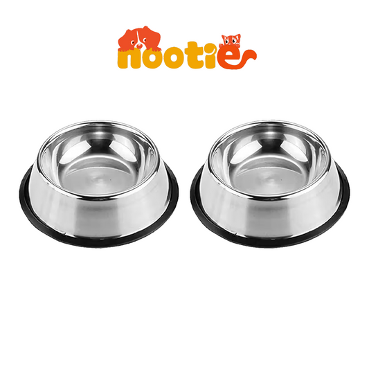 Nootie Steel Bowl with Rubber Rim, Size- Large, 750ml, Pack of 2