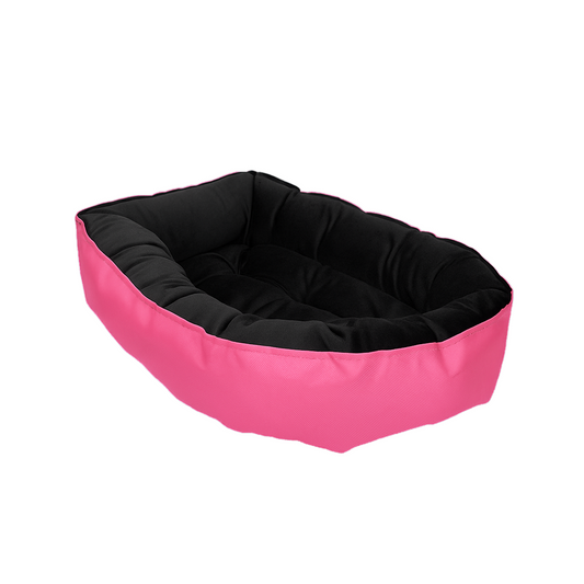 Nootie Sofa Basket Dog & Cat Bed – Small Rectangle Bed (22" x 17" x 6") with Velvet Interior, Mat Exterior, Hollow Fiber Fill | Hand & Machine Washable | Color: Pink