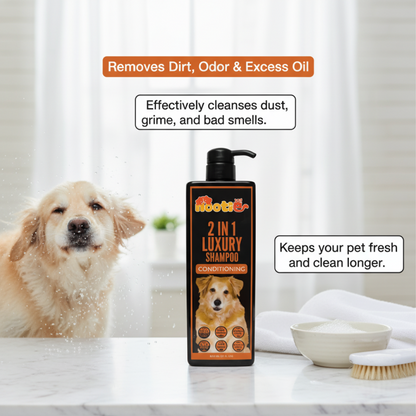 Nootie 2-in-1 Luxury Conditioning Shampoo (800 ml) | Cleans & Conditions in One Wash – Silky Coat Finish
